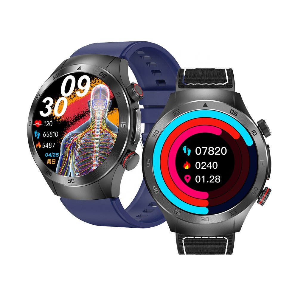 Vanssa New smart watch E800 1.49 inch round AMOLED screen BT SOS Call ECG Blood Pressure Health Monitor smartwatch